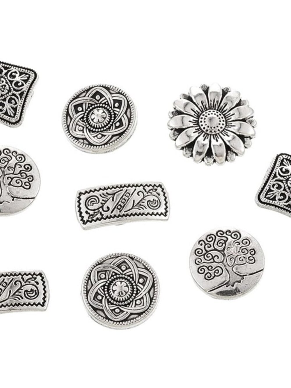 Metal Buttons - 50Pcs Assorted Mixed Vintage Style Engraved Flower Decorative Ro